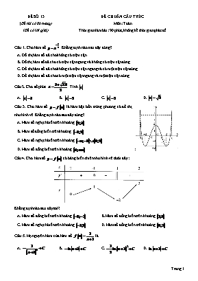 Đề thi thử Tốt nghiệp THPT môn Toán - Mã đề 13 - Năm học 2021 (Có đáp án)